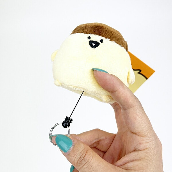 お文具さんといっしょ プリンさん ぬいぐるみ リールキーカバー イエロー