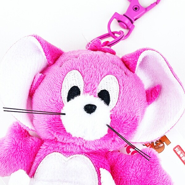 トムとジェリー ピンクジェリー＆タフィー ぬいぐるみリールキーカバー キーケース