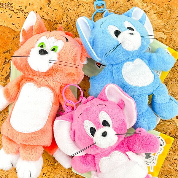 トムとジェリー ピンクジェリー＆タフィー ぬいぐるみリールキーカバー キーケース