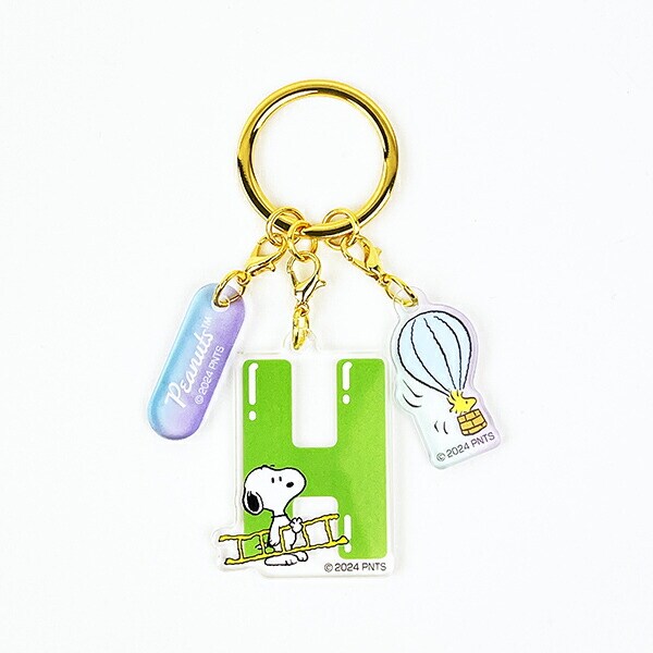 スヌーピー 『H』 イニシャル3連アクリルキーホルダー (グリーン) SNOOPY