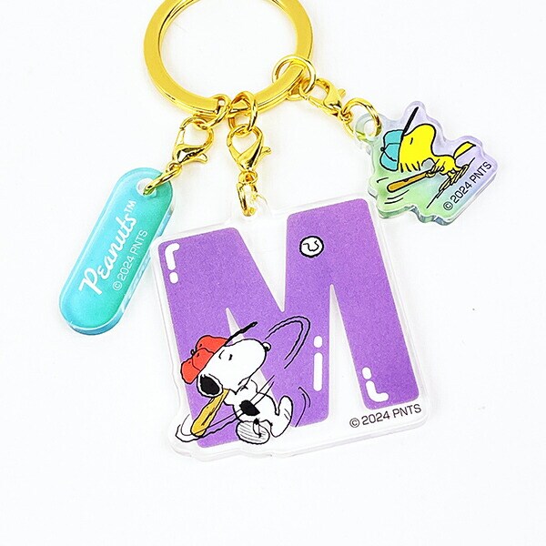 スヌーピー 『M』 イニシャル3連アクリルキーホルダー (パープル) SNOOPY