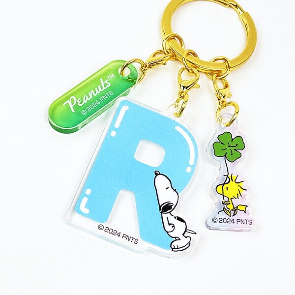 スヌーピー 『R』 イニシャル3連アクリルキーホルダー (ブルー) SNOOPY