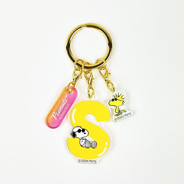 スヌーピー 『S』 イニシャル3連アクリルキーホルダー (イエロー) SNOOPY