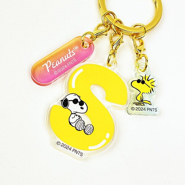 スヌーピー 『S』 イニシャル3連アクリルキーホルダー (イエロー) SNOOPY
