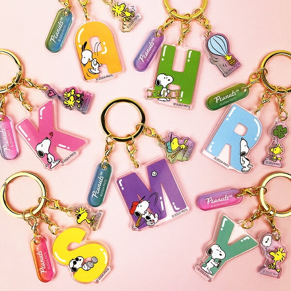 スヌーピー 『S』 イニシャル3連アクリルキーホルダー (イエロー) SNOOPY