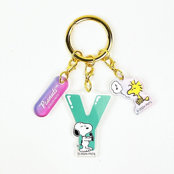 スヌーピー 『Y』 イニシャル3連アクリルキーホルダー (グリーン) SNOOPY