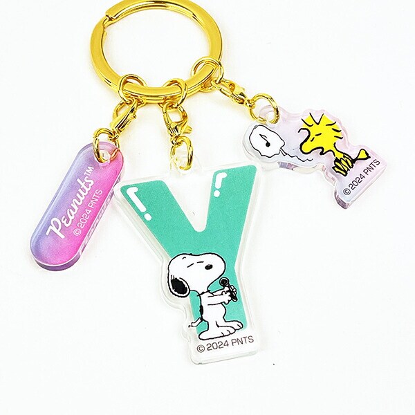 スヌーピー 『Y』 イニシャル3連アクリルキーホルダー (グリーン) SNOOPY