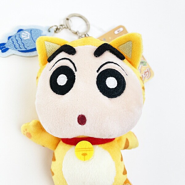 クレヨンしんちゃん ねこ なりきりアニマル刺繍チャームつきぬいぐるみキーリング ぬいぐるみ
