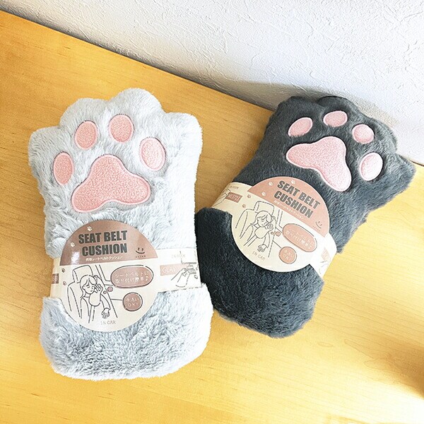 肉球シートベルトクッション グレー カー用品