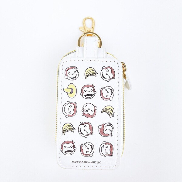 おさるのジョージ ダブルポケットキーケース ホワイト