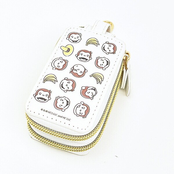 おさるのジョージ ダブルポケットキーケース ホワイト