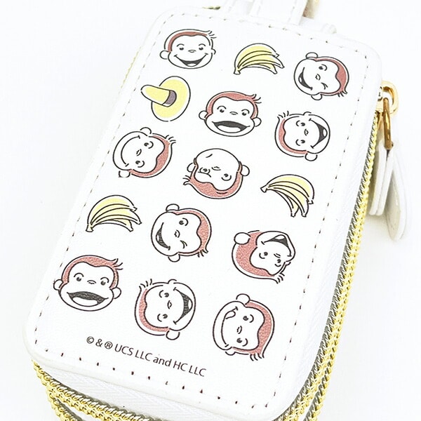おさるのジョージ ダブルポケットキーケース ホワイト