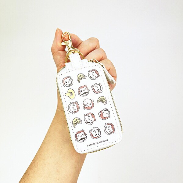 おさるのジョージ ダブルポケットキーケース ホワイト