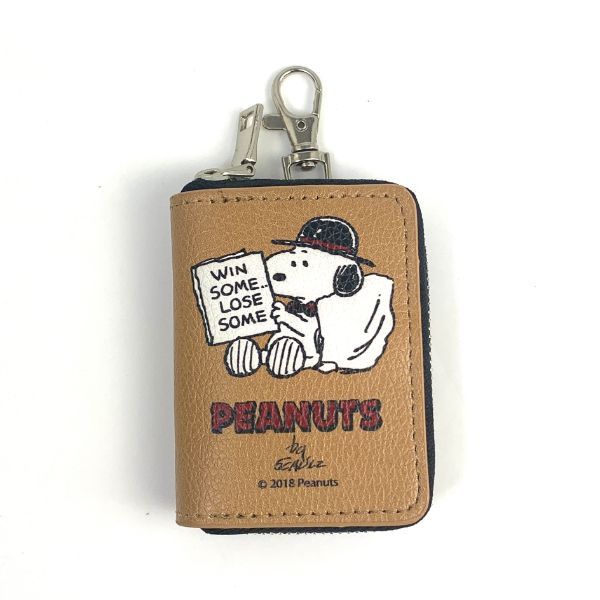 スヌーピー Peanuts スマートキーケース スヌーピー ブラウン カー用品 ブラウン