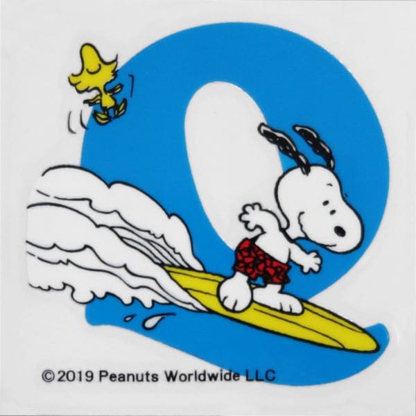 スヌーピー PEANUTS イニシャルステッカー スヌーピー Q ステッカー カー用品 ブルー