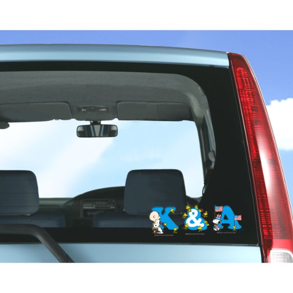 スヌーピー PEANUTS イニシャルステッカー スヌーピー Q ステッカー カー用品 ブルー