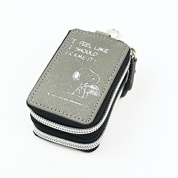 スヌーピー ダブルポケットキーケース グレー SNOOPY