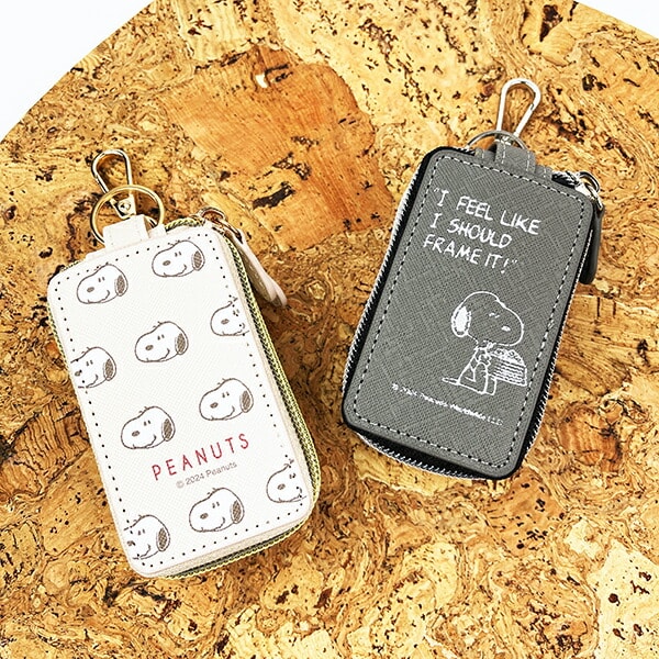 スヌーピー ダブルポケットキーケース グレー SNOOPY