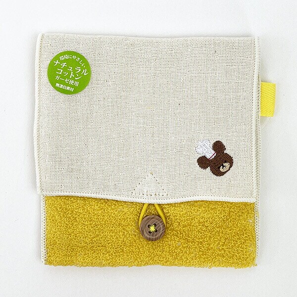 くまのがっこう どっとポーチ ショートマルチ イエロー BC タオル 小物入れ べビー