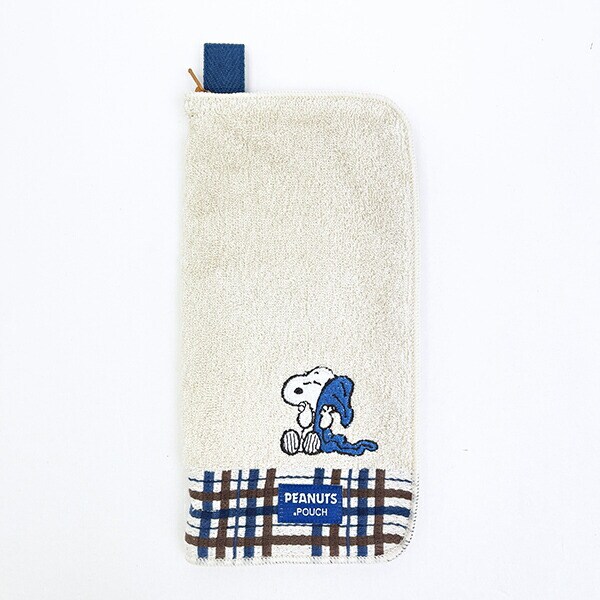 スヌーピー オーガニックコットン チェック  どっとポーチ SNOOPY