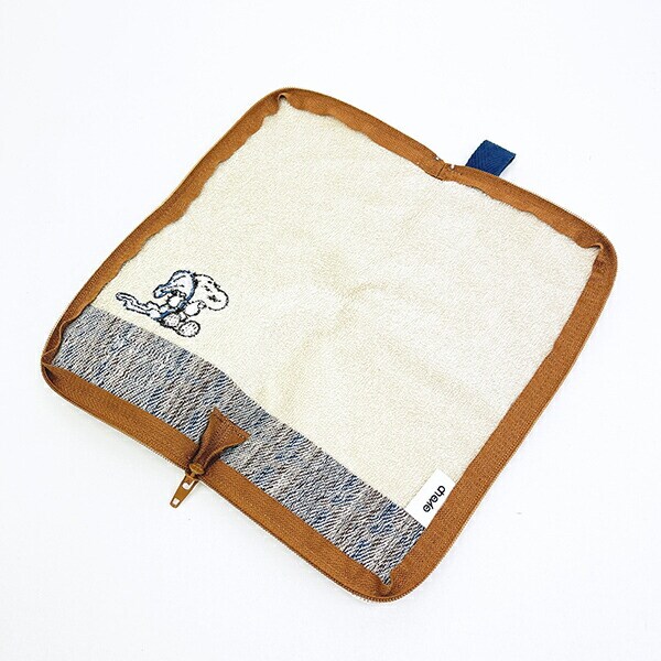 スヌーピー オーガニックコットン チェック  どっとポーチ SNOOPY