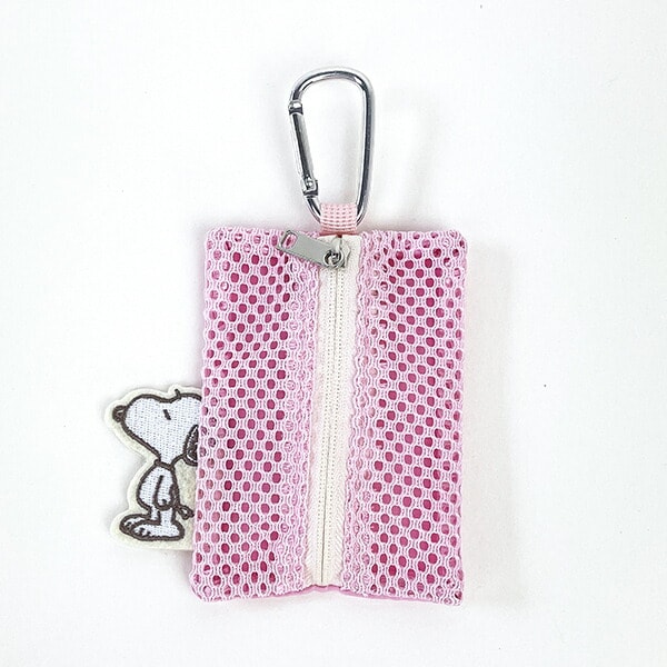 スヌーピー メッシュキーケース ピンク ミニポーチ SNOOPY