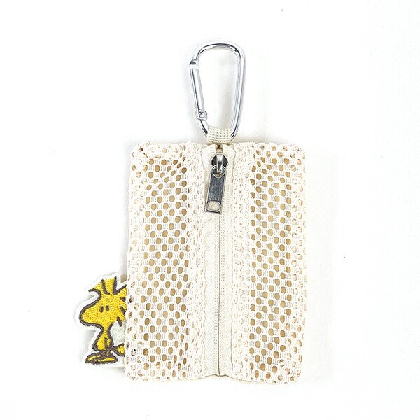 スヌーピー ウッドストック メッシュキーケース ベージュ ミニポーチ SNOOPY