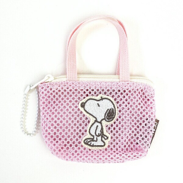 スヌーピー メッシュミニチュアバッグボールチェーン ピンク ミニポーチ SNOOPY