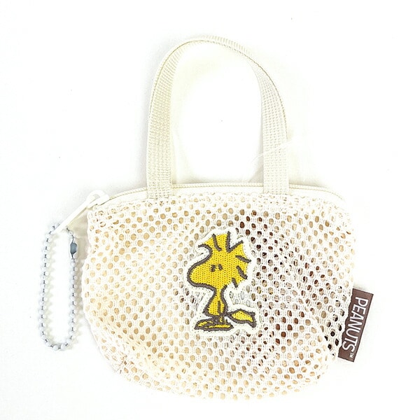 スヌーピー ウッドストック メッシュミニチュアバッグボールチェーン ベージュ ミニポーチ SNOOPY