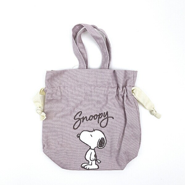 スヌーピー サガラ刺繍巾着 ピンク ポーチ SNOOPY
