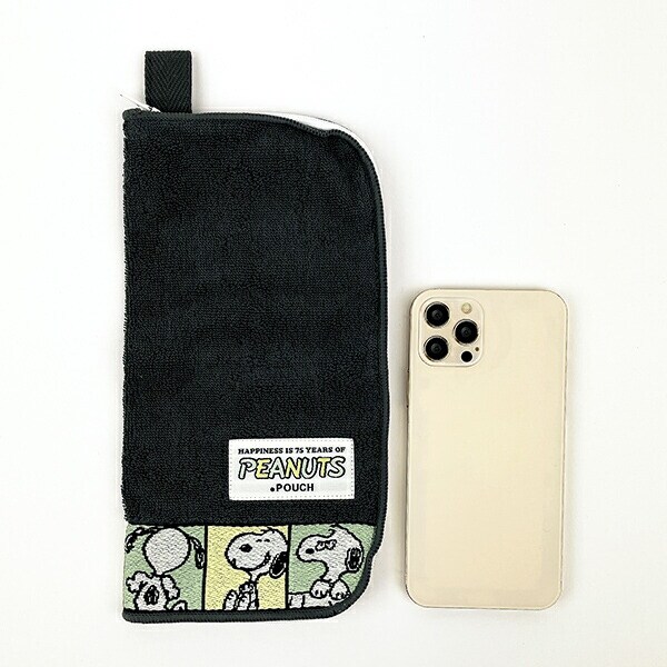 スヌーピー PEANUTS 75th どっとポーチ (ダークグレー ) SNOOPY