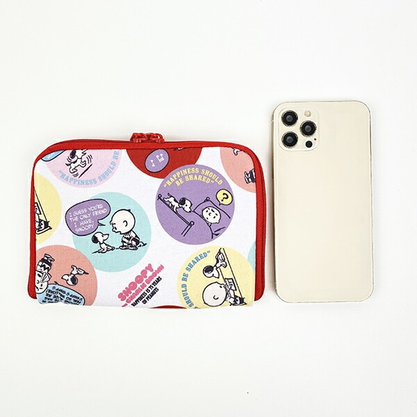 スヌーピー PEANUTS 75th どっとポーチ ショートサイズ 総柄 SNOOPY