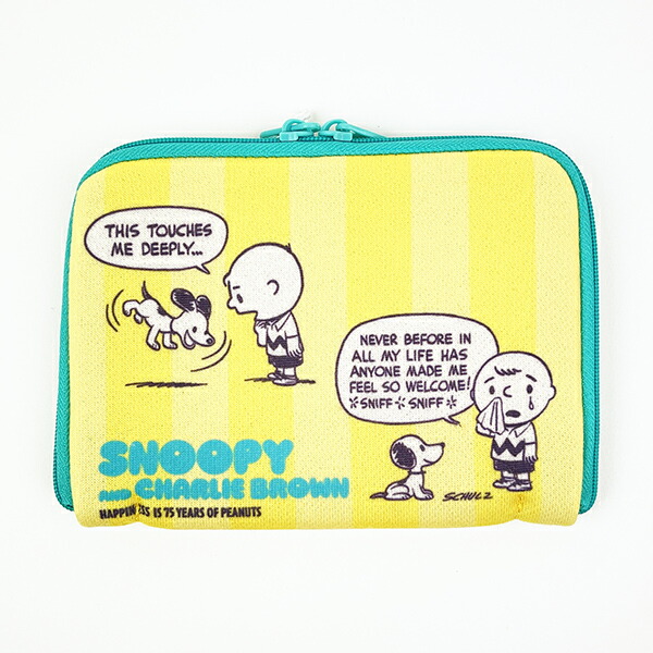 スヌーピー PEANUTS 75th どっとポーチ ショートサイズ ストライプ SNOOPY