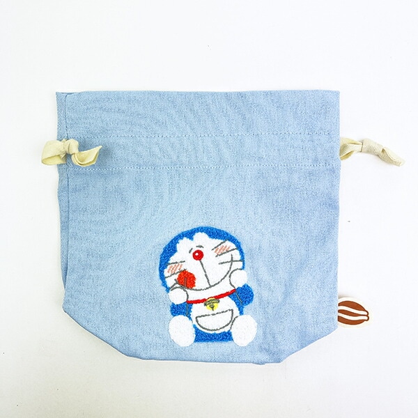 ドラえもん サガラ刺繍巾着 (ブルー)