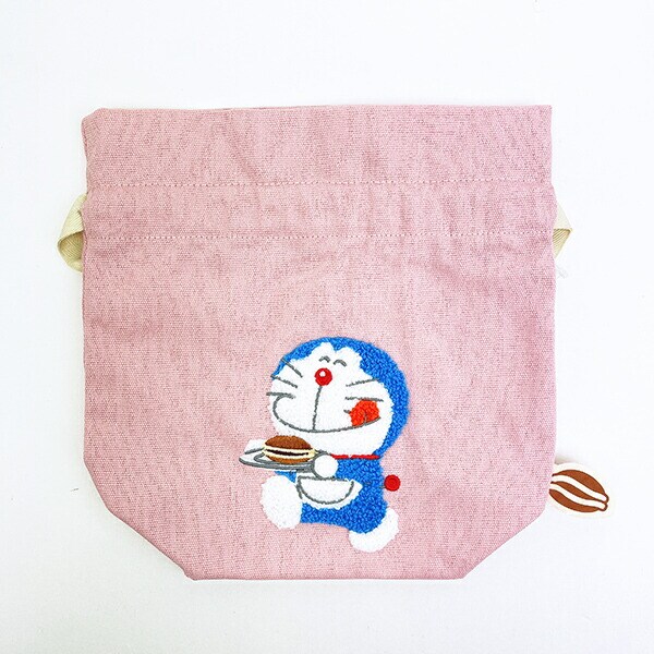 ドラえもん サガラ刺繍巾着 (ピンク)