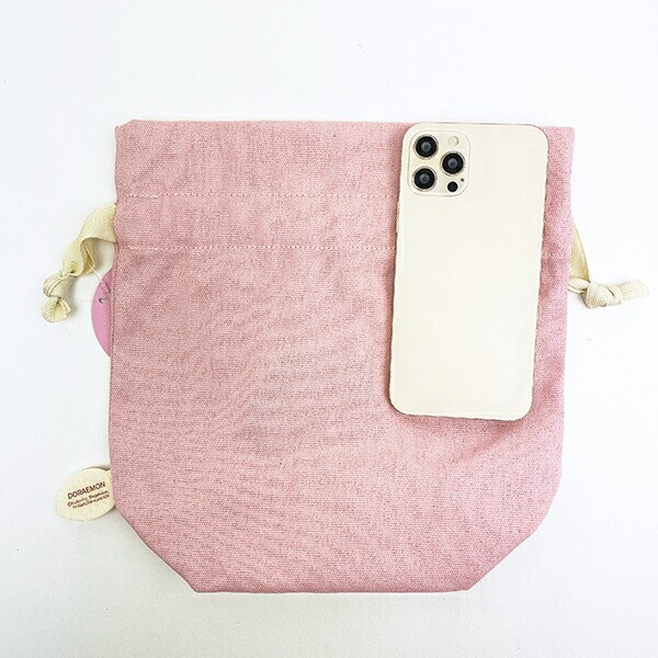 ドラえもん サガラ刺繍巾着 (ピンク)
