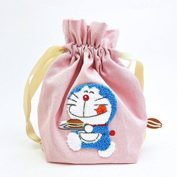 ドラえもん サガラ刺繍巾着 (ピンク)