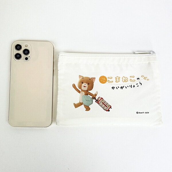 こまねこ メッシュポーチ ベージュ 小物入れ 化粧ポーチ