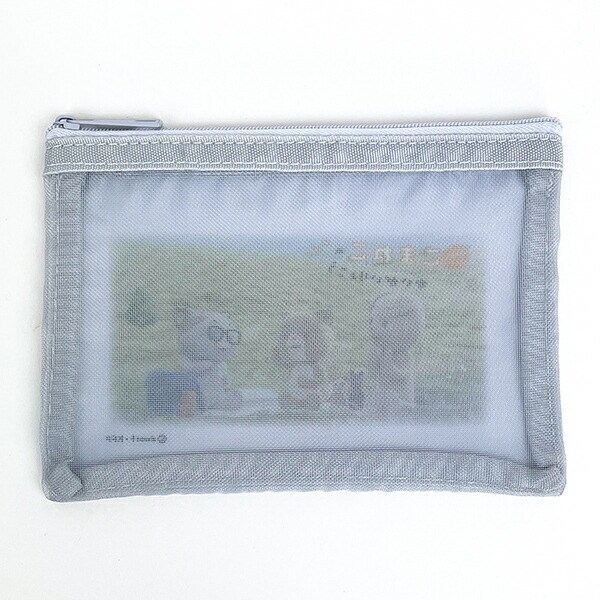 こまねこ メッシュポーチ サックスブルー 小物入れ 化粧ポーチ