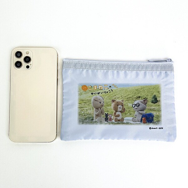 こまねこ メッシュポーチ サックスブルー 小物入れ 化粧ポーチ