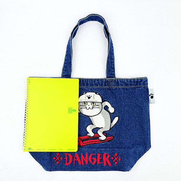 くまみね 仕事猫 デニム刺繍 B4トート ※DANGER※ バッグ