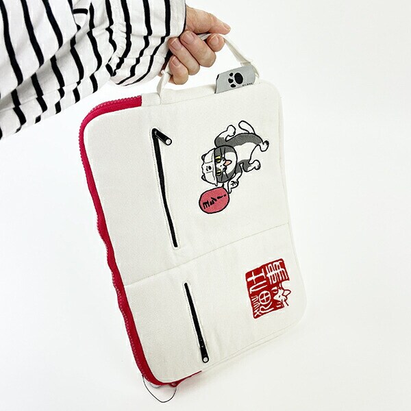 仕事猫 刺繍PCケース パソコン 電子機器 タブレット 文具