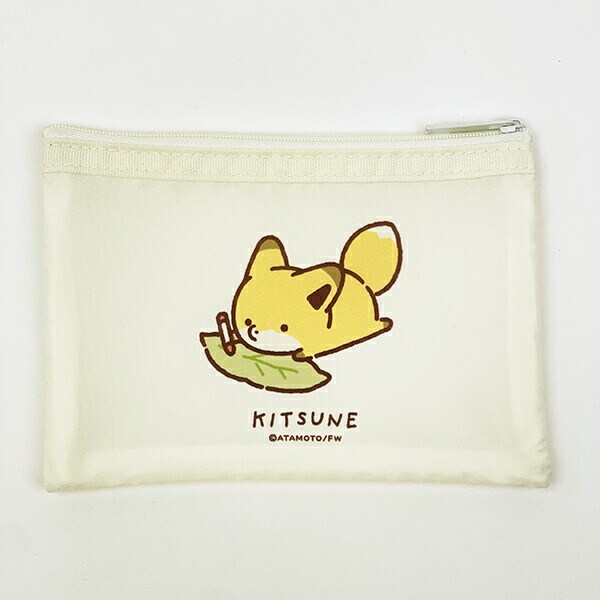 タヌキとキツネ キツネ メッシュミニポーチ