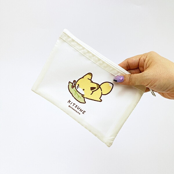 タヌキとキツネ キツネ メッシュミニポーチ