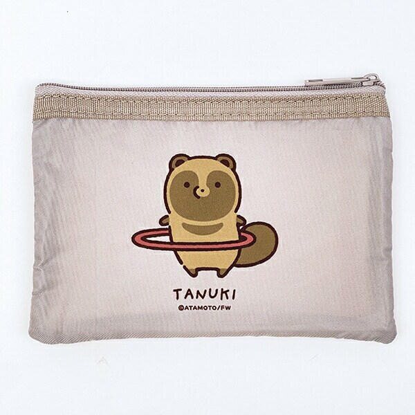 タヌキとキツネ タヌキ メッシュミニポーチ
