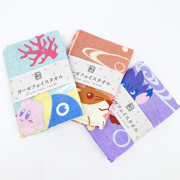 星のカービィ ふわふ和コレクション ガーゼフェイスタオル （3）流水文（クー）