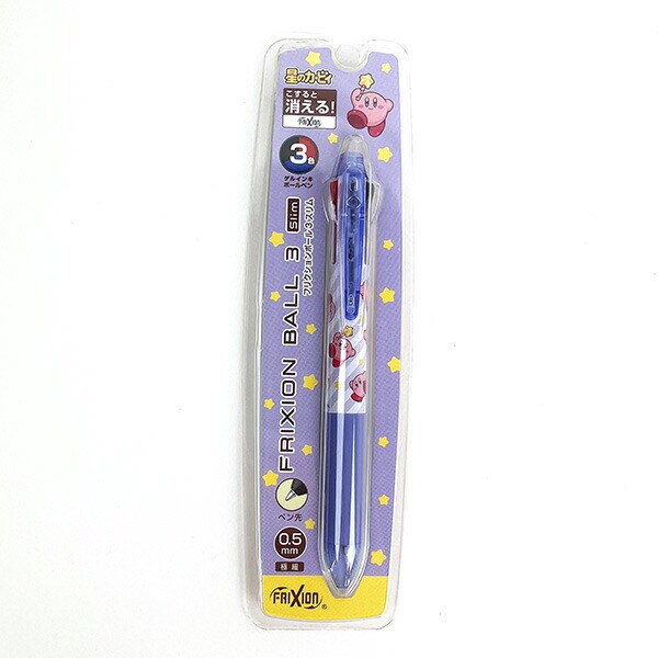 星のカービィ フリクションボール3色スリム カービィフェイスストライプ ボールペン 文具 日本製