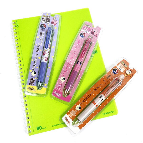 星のカービィ フリクションボール3色スリム カービィフェイスストライプ ボールペン 文具 日本製