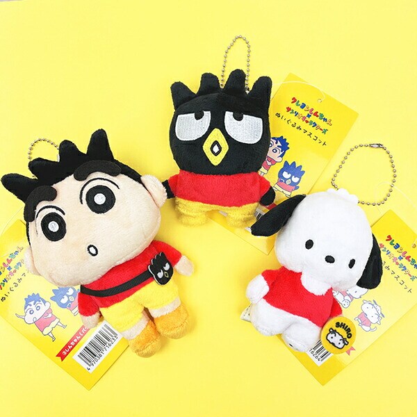 クレヨンしんちゃん × サンリオ バッドばつ丸 ぬいぐるみマスコット キーホルダー Sanrio