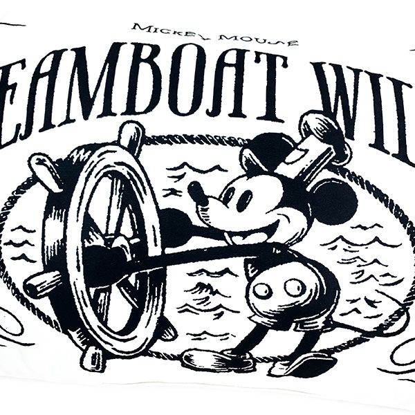 ディズニー ミッキーマウス マチ付き枕 蒸気船ウィリー 100周年 まくら ピロー 寝具 アイボリー